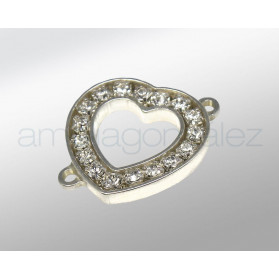 PIECE ARGENT COEUR 15MM 2 ANSES SW STRASS CRISTAL