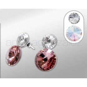 PENDIENTES DOS RIVOLI (8 Y 12MM) SW CRISTAL AB PLATA 925