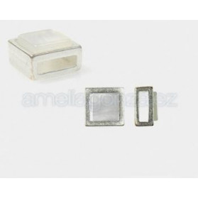 SQUARE SLIDER 13MM (ID 10X2MM) ACRYLIC WHITE MOTHER OF PEARL
