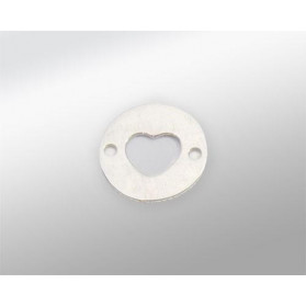 STERLING SILVER 8MM FLAT DISC WITH HEART 2 HOLES