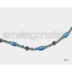 BLUE MAGNETIC NECKLACE WITH CLOISONNE