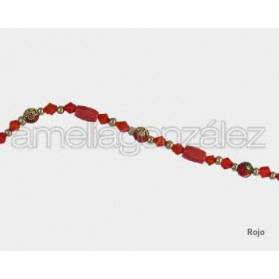 RED MAGNETIC NECKLACE WITH CLOISONNE