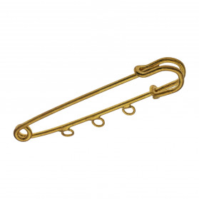 BRASS SAFETY PIN BIG WITH 3 RINGS GOLDPLATED