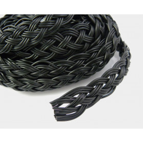 FLAT BRAIDED 12 STRANDS 15X1,5MM BLACK COLOR