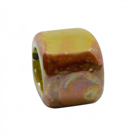 CERAMIC SPACER 15X15X18MM (ID 10X7MM) ORANGE AND LIME