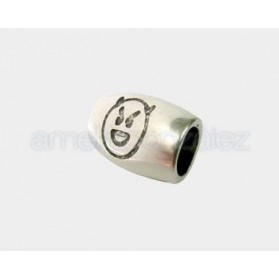 ZAMAK TUBE SPACER-EMOTICON ANGRY (ID 10X7MM) ANTIQUE SILVER