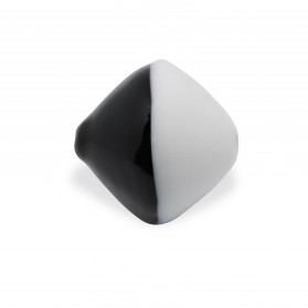 BICONO OPAQUE CRYSTAL 20X18MM WHITE AND BLACK