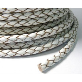 BRAIDED LEATHER WHITE COLOR