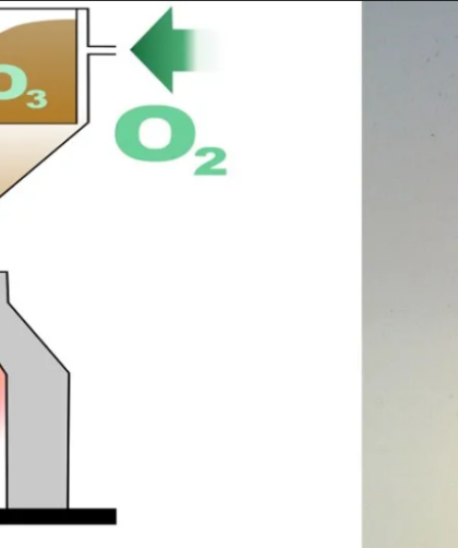 Esquema de horno y resultado Verneuil