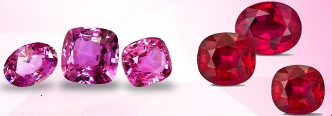 Rubí y Zafiro Rosa, corindones Verneuil dopados con Cromo