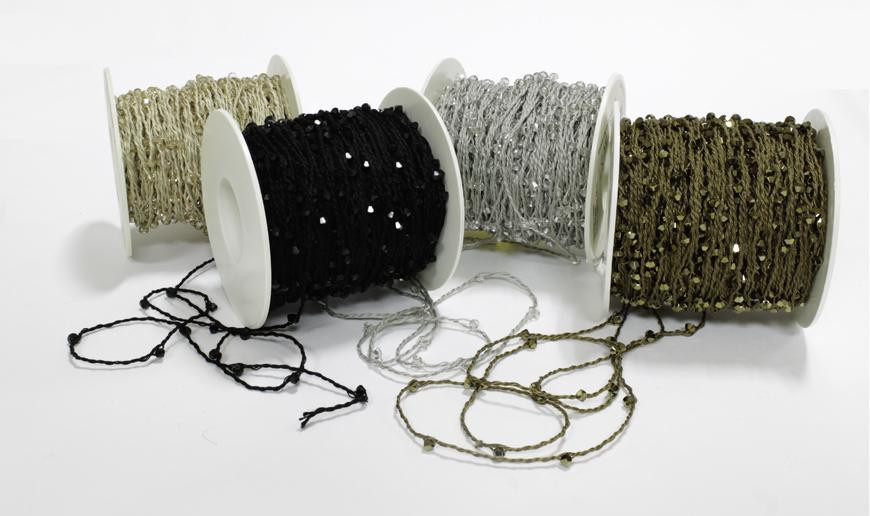 Cotton cord with Swarovski beads